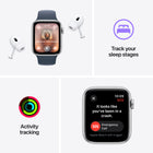 Apple Watch SE (2nd generation) - 40mm - GPS - Midnight Aluminum Case with Midnight Sport Band - Medium / Large-A Powerful Fitness Partner - The Workout app gives you a range of ways to train plus advanced metrics for more insights about your workout performance. And Apple Watch comes with three months of Apple Fitness+ free