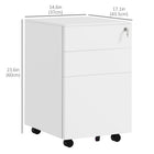 Vinsetto Steel Letter/A4/Legal Filing Cabinet with Lock & Hanging Bar - White-Tabletop can hold printers, scanners or display person items
