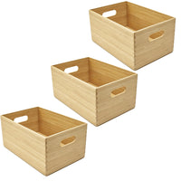 My Home My Living 3-Piece Bamboo Rectangle Storage Baskets Set - 14.5"W x 10" D x 8"H-Carbonized bamboo, smooth finish