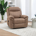 HOMCOM Manual Recliner with Vibration Massage and Side Pockets - Brown-Reclines up to 135° with a pull-tab mechanism and footrest