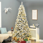 HOMCOM 7.5' Pre-Lit Snow-Flocked Artificial Christmas Tree - Green-Sprayed with artificial snow to add a wintry appearance 