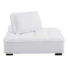 Modway Saunter Tufted Fabric Armless Chair - White-Non-Marking Foot Caps