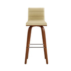 Armen Living Vienna 30" Bar Height Swivel Bar Stool in Walnut Wood Finish with Cream Faux Leather-4