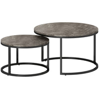 HOMCOM 31" Round Nesting Tables with Faux Marbled Top - Grey - 2 Pack-Includes two coffee tables, a perfect addition to your home