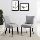 Modway Marquis Fabric Dining Side Chair - Light Grey - 2 Pack-Black Rubberwood Legs