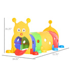 Qaba Caterpillar Design Toddler Play Tunnel - 73" x 40" x 41" - Multi-colour-Allows multiple play methods such as crawling or hide and seek 
