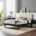 Modway Bridgette Wood Full Platform Bed with Angular Frame - Black Beige-Wood, MDF, and Veneer Construction