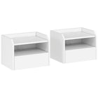 HOMCOM Floating Nightstands with Charging Station - White - Set of 2-Built-in charging station keeps your devices powered up and ready to go