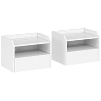 HOMCOM Floating Nightstands with Charging Station - White - Set of 2-Built-in charging station keeps your devices powered up and ready to go