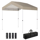 Outsunny 8 ft W x 8 ft L Pop Up Canopy Tent with 1-Button Push Easy Setup - Beige-Features a pop-up design with a one-push central lock for tool-free setup in just 30 minutes