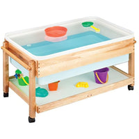 Stock Wooden Toys Sand & Water Table-Includes a see-through acrylic cover