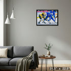 Auston Matthews vs Crosby Toronto Maple Leafs and Pittsburgh Penguins - Framed Canvas - 31" x 22"-Ready to hang - arrives fully assembled