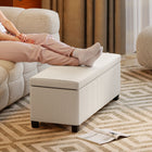 HOMCOM 44 Inch Storage Ottoman Bench with Lid and Legs - Beige-A stable steel frame provides strong, reliable support