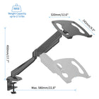 ShoppingAll SA-GM212U+D15 Adjustable Laptop Mount Stand for Laptops Up to 17" - Black-The arm can extend up to 16.5" for flexible adjustment