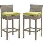 Modway Conduit Outdoor Patio Wicker Rattan Bar Stool - Light Gray Peridot - Set of 2-Modern Outdoor Bar Stool