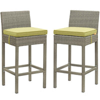 Modway Conduit Outdoor Patio Wicker Rattan Bar Stool - Light Gray Peridot - Set of 2-Modern Outdoor Bar Stool
