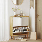 HOMCOM Narrow Shoe Cabinet with 2 Flip Drawers - White-5.9" (15 cm) bottom height also accommodates shoes
