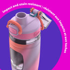 Bubba Kids Flo Water Bottle - 16 oz (473 ml) - Wide Mouth - Silicone Sleeve - Push Button Lid - Lavender/Frost/Tie Dye-Easy-to-grip silicone sleeve keeps drinks cold longer, reduces condensation, and comes off for thorough cleaning