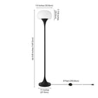 Hudson&Canal Aleister Torchiere Floor Lamp with Glass Shade - Blackened Bronze/White Milk-Features easy assembly