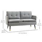 HOMCOM 55" Loveseat Sofa with Button Tufted Back - Grey-Generously padded back and seat cushions deliver support and relaxation 