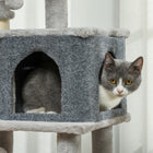 PawHut 41" Cat Tree with Scratching Posts, Bed and Condo - Light Grey-Anti-tip kit included for improved safety and stability 
