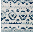Modway Reflect Takara Abstract Diamond Moroccan Trellis Indoor/Outdoor Area Rug - 8 ft W x 10 ft L - Ivory/Blue-Fade, Stain and Water Resistant / Easy To Clean