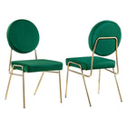 Modway Craft Performance Velvet Dining Side Chairs - Gold/Green - 2 Pack-8