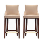 Manhattan Comfort Shubert 22.64" Modern Leatherette Upholstered Barstool - Tan - 2 Pack-Modern Barstool with Backseat Perfect for Bar and Kitchen Use. Set of 2