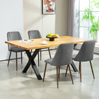 HOMCOM Dining Chairs in Velvet Accent - Dark Grey - Set of 4-Solid wood-grain steel legs with thermal transfer printing treatment give you support to maintain a stable position