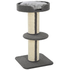 PawHut 36" Cat Tree with Sisal Mat Scratching Post and Cushion Bed - Grey-Sisal mat wrapped post satisfies your cats' desire to claw and protect your furniture from scratching 