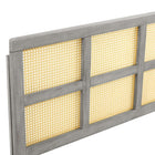 Modway Luana Cane Full Headboard - Grey-Rubberwood and Rattan Construction