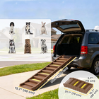 PawHut Foldable Dog Car Ramp with Anti-Slip - 10 Steps - Brown-Folds down compactly, making storage and transport effortless
