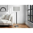 Monarch Specialties 60" H Contemporary Floor Lamp - Nickel Metal / Grey Shade-Under the chic drum shade, this lamp features double light sockets to attach two 60W bulbs (not included) and a convenient pull chain on/off mechanism for adjusting the brightness and ambiance in a room