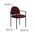 Flash Furniture Comfort Burgundy Fabric Stackable Steel Side Reception Chair with Arms-Two Cross Braces support seat