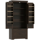 HOMCOM 64" H Kitchen Pantry Cabinet with Doors and Drawers - Brown-Distressed dark brown pantry with barn doors and black accents exudes farmhouse charm 