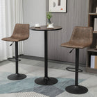 HOMCOM Round Bar Table, Easy Assembly for Home Bar, Small Dining Room - Brown-Durable, rust-resistant metal frame for extra sturdy and stable support 