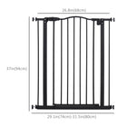 PawHut 29"-32" Pet Gate with Door Pressure Fit Dog Gate for Stairs - Black-Door can be set to open both directions or locked to a side