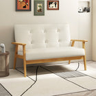 HOMCOM 45" Loveseat Sofa with Rubber Wood Legs - Beige-Thick foam padded seat and back cushions to sink in comfortably