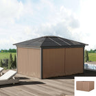 Outsunny 10' L x 10' W Gazebo Curtains with Zipper Doors, Hooks/C-Rings for Patio, Only Curtains - Brown-Made of tough and high-quality polyester fabric