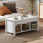 HOMCOM Lift Top Coffee Table with Storage - White-Lift top coffee table with hidden storage space for storing your home items