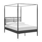Modway Marlowe 4-Poster Canopy Metal Full Platform Bed - Charcoal-Assembly Required