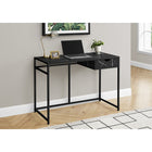 Monarch Specialties 7572 42" Computer Desk - Black Marble-Look/Black Metal-Slender metal frame in a black finish provides stability and coordinates with the black marble-look laminate panels