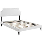 Modway Laura Vinyl Full Platform Bed with Squared Tapered Legs - White-Fine Vinyl Upholstery