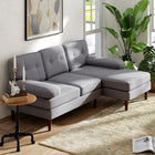 HOMCOM L-Shape Sofa with Right Chaise Lounge and Rubber Wooden Legs - Grey-Soft chenille-feel fabric for a luxurious touch