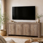 Manhattan Comfort Corin 60" Contemporary 4-Door Sideboard - Brown-Warm Wood Grain Finish – A rich, natural wood-look laminate brings texture and warmth, adding a grounded, inviting presence to any room