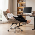 HOMCOM Big and Tall Heavy Duty Reclining Office Chair with Footrest - Brown-Colour: Brown, Silver