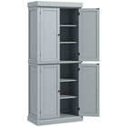 HOMCOM 72.5" H Freestanding 4-Door Kitchen Pantry Cabinet with Shelves - Grey-6-tier shelf offers enough room for keeping cookware, dishes, appliances, and dry goods 