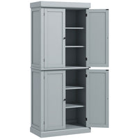 HOMCOM 72.5" H Freestanding 4-Door Kitchen Pantry Cabinet with Shelves - Grey-6-tier shelf offers enough room for keeping cookware, dishes, appliances, and dry goods 
