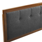 Modway Draper Tufted Fabric and Wood King Headboard - Walnut Charcoal-Dense Foam Padding