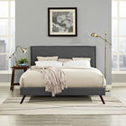 Modway Amaris Fabric Queen Platform Bed with Round Splayed Legs - Grey-Ten Wood Support Slats 